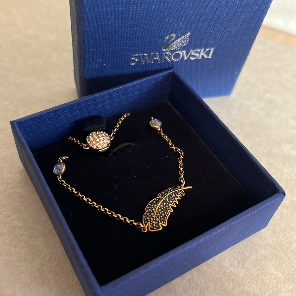 Swarovski Black Feather Pink-Gold Bracelet